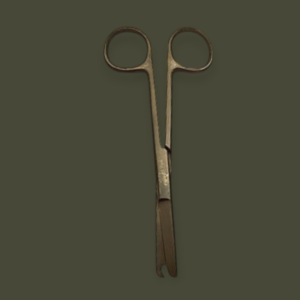 Black by stoving suture scissors