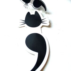 Semicolon cat sticker or pin - Image 3