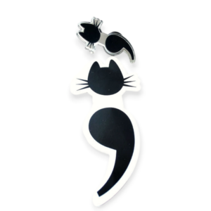 Semicolon cat sticker or pin