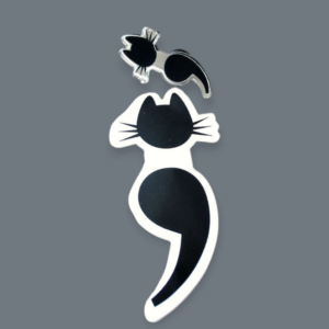 Semicolon cat sticker or pin - Image 4