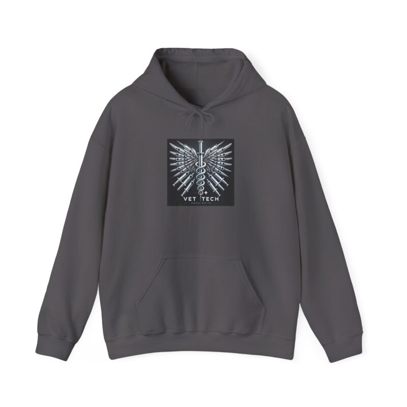 Vet Tech Sweatshirt Hoodie - Caduceus Wings Syringes Design - Image 18