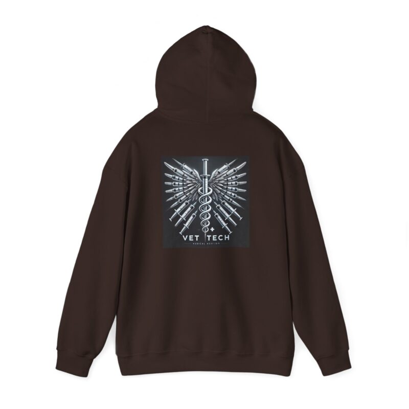 Vet Tech Sweatshirt Hoodie - Caduceus Wings Syringes Design - Image 11