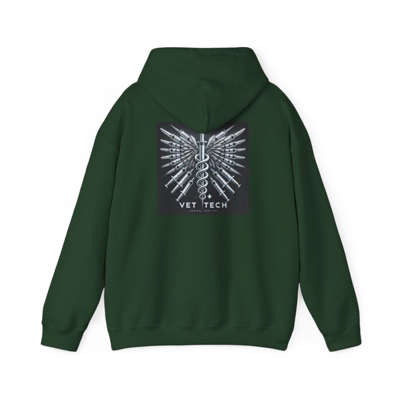 Vet Tech Sweatshirt Hoodie - Caduceus Wings Syringes Design - Image 14