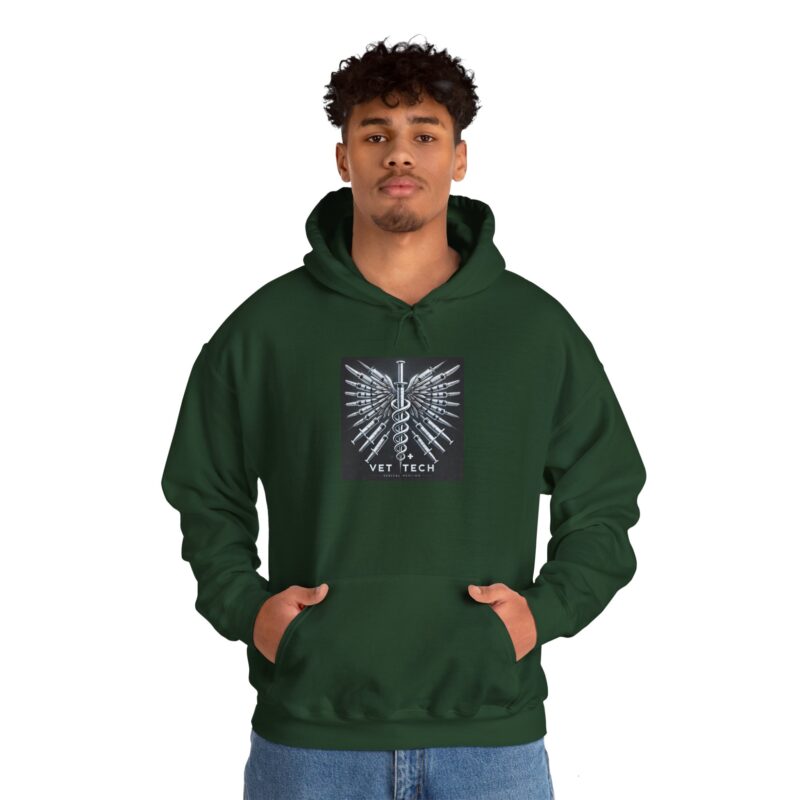 Vet Tech Sweatshirt Hoodie - Caduceus Wings Syringes Design - Image 17