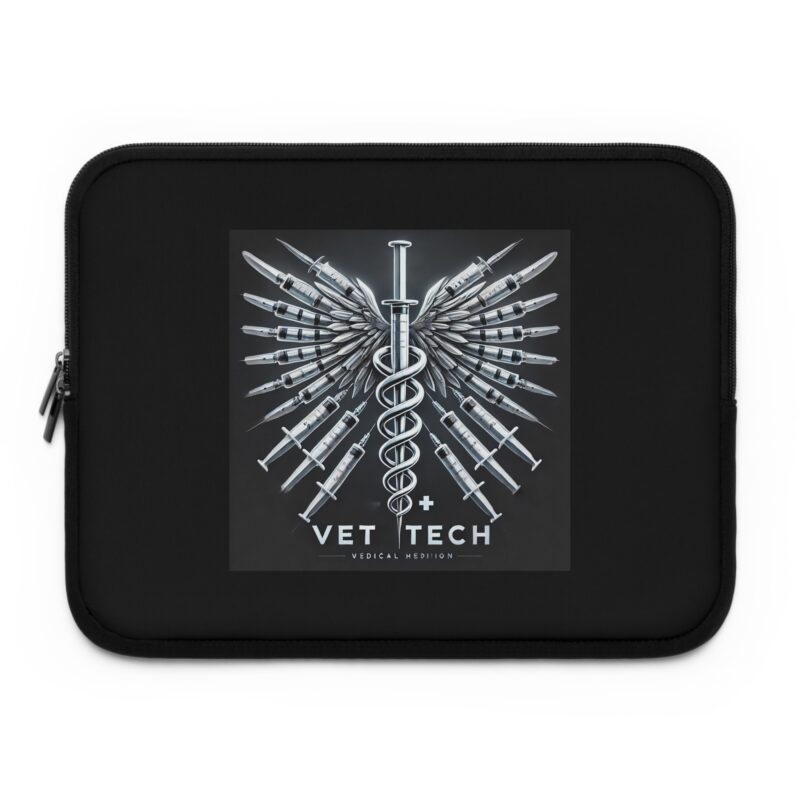 Vet Tech Laptop Sleeve - Caduceus Wings and Syringes Design