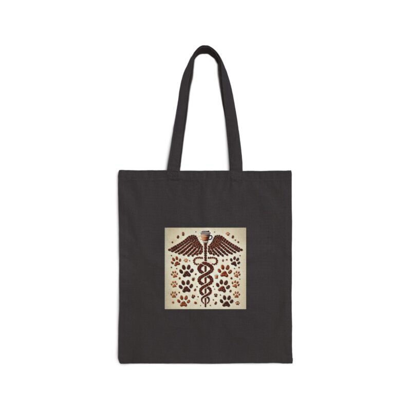 Coffee themed veterinary technician caduceus Theme Cotton Canvas Tote Bag - Image 5