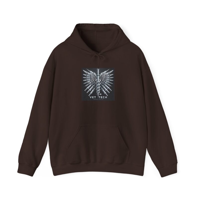 Vet Tech Sweatshirt Hoodie - Caduceus Wings Syringes Design - Image 9