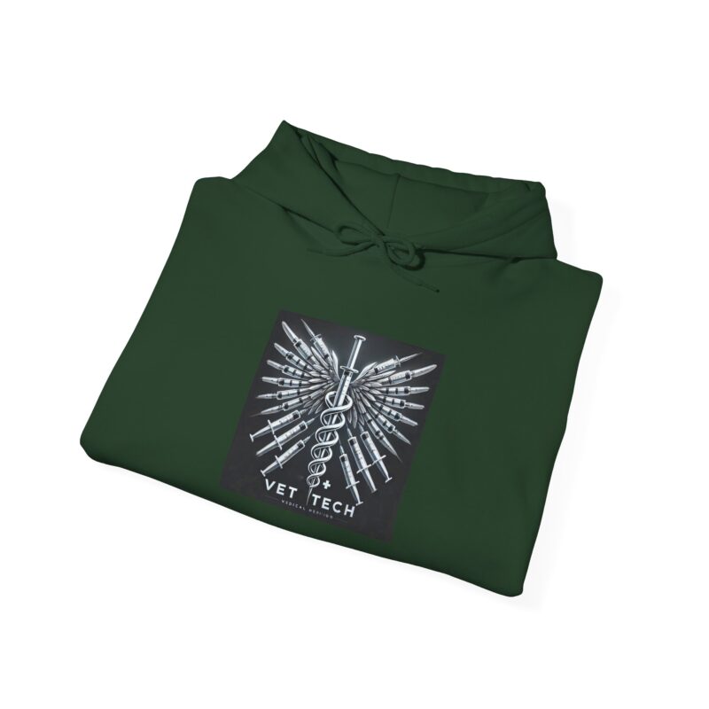 Vet Tech Sweatshirt Hoodie - Caduceus Wings Syringes Design - Image 16