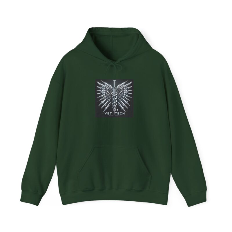 Vet Tech Sweatshirt Hoodie - Caduceus Wings Syringes Design - Image 13