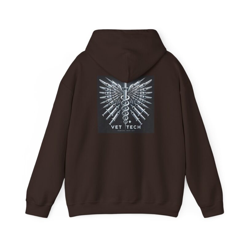 Vet Tech Sweatshirt Hoodie - Caduceus Wings Syringes Design - Image 10