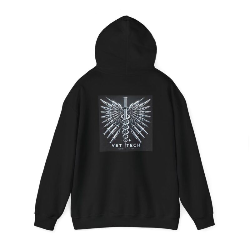 Vet Tech Sweatshirt Hoodie - Caduceus Wings Syringes Design - Image 7