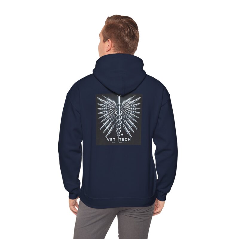 Vet Tech Sweatshirt Hoodie - Caduceus Wings Syringes Design - Image 26