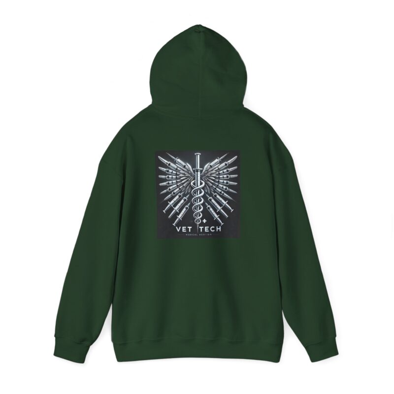 Vet Tech Sweatshirt Hoodie - Caduceus Wings Syringes Design - Image 15