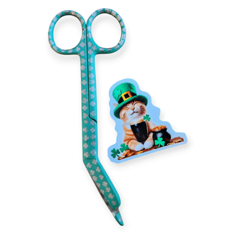 Shamrock scissors and sticker